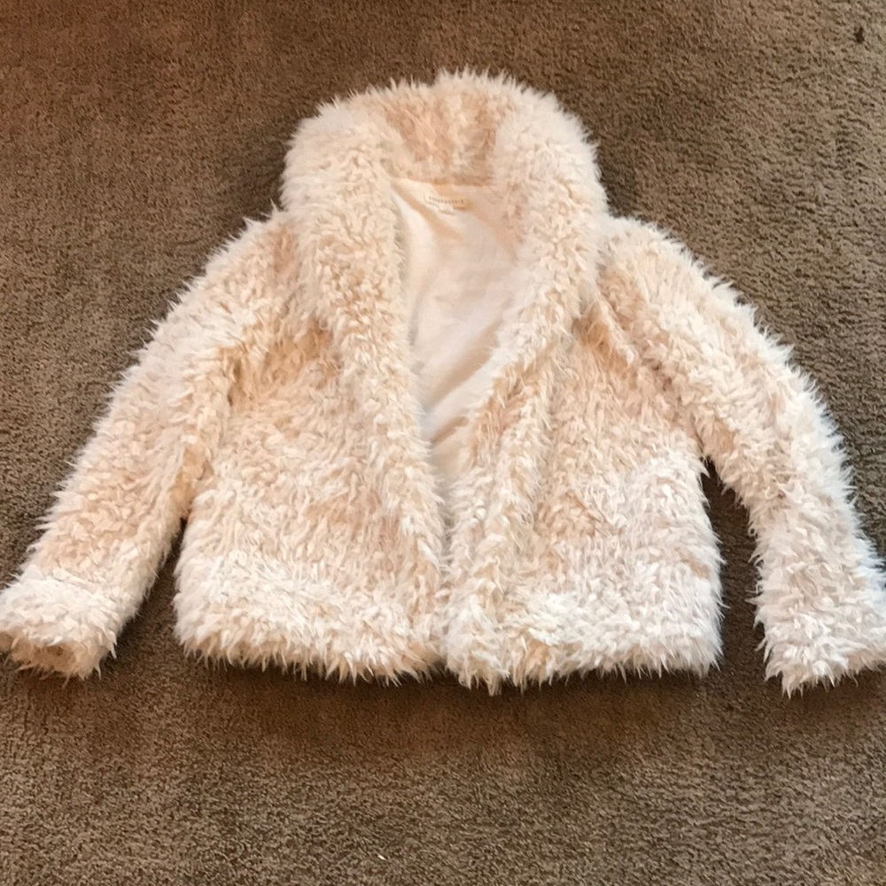 Aeropostale, white fur jacket, SZ M